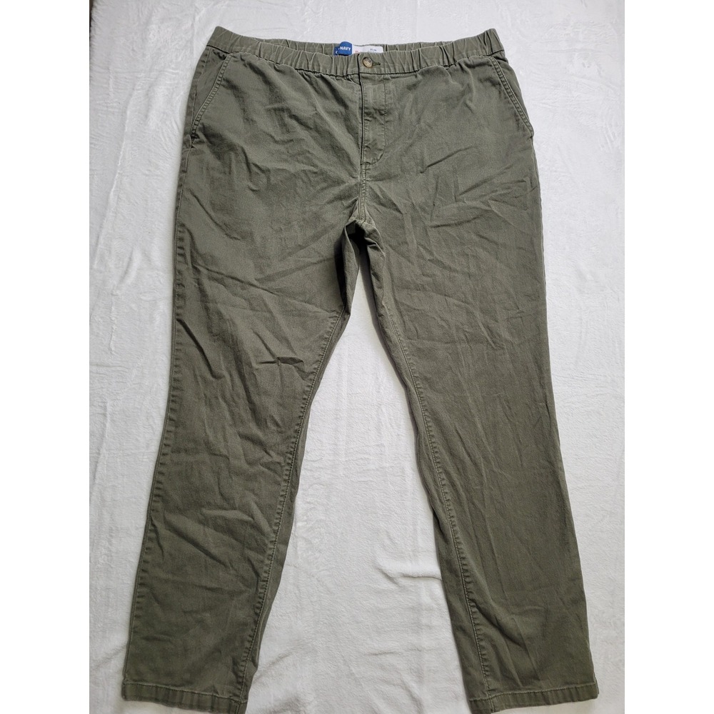 Old Navy Chino Pants Mens XL Olive Green Slim Built-In Flex Stretch